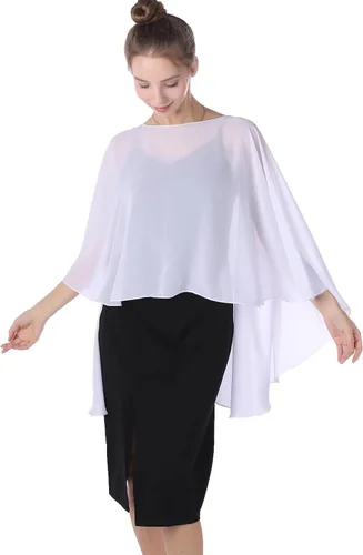 Vista 4 de Baoqiya Capas de gasa Capelets transparentes Poncho de capa larga para mujeres más