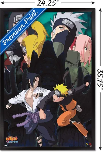 Vista 3 de Trends International Naruto - Póster de pared de acción, 22.375 x 34 pulgadas, versión enmarcada en negro Versión con marco negro