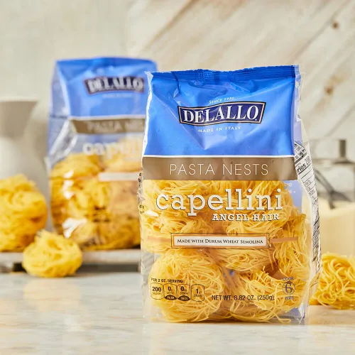 Vista 4 de DeLallo Capellini - Nidos de pasta de huevo, pasta de corte largo de pelo de ángel, bolsa de 8.8 onzas