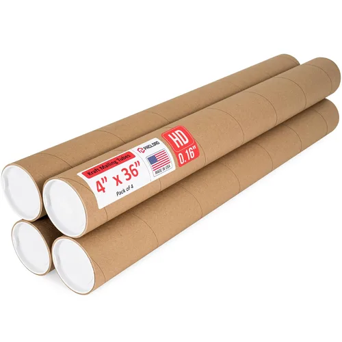 Vista 24 de Tubo de cartón reforzado de 2 x 18 pulgadas, paquete de 4 tubos con 8 tapas, seguro aprobado por USPS, ideal para envío y almacenamiento