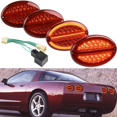 Vista 5 de Ensamble de luz indicadora de giro LED C5 Corvette para Chevy Corvette C5 1997 1998 1999 2000 2001 2002 2003 2004 Chevy-C5 Lámparas de freno