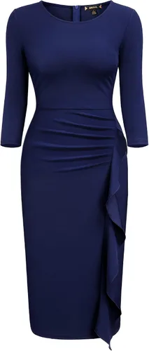 Vista 5 de Miusol Vestido de cóctel de manga 23 con volantes retro para mujer