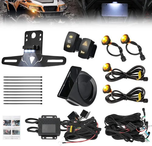 Vista 8 de KEMIMOTO Kit de señal de giro UTV con bocina, precableado, encendido y listo para usar UTV ATV intermitente con interruptor basculante, luz