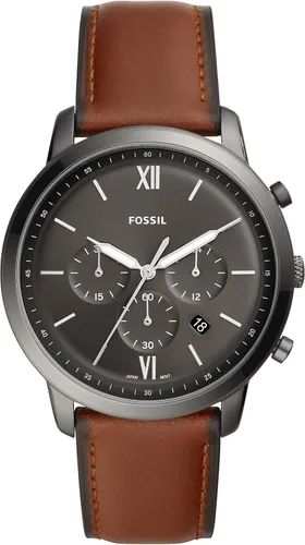 Vista 7 de Fossil Neutra - Reloj cronógrafo de cuarzo de acero inoxidable y cuero para hombre Pulsera negra/marrón