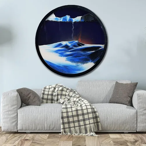 Vista 20 de Decoración artística de arena móvil de 17.3 pulgadas, pintura 3D giratoria de 360 grados, arte de pared de vidrio, decoración de sala de estar