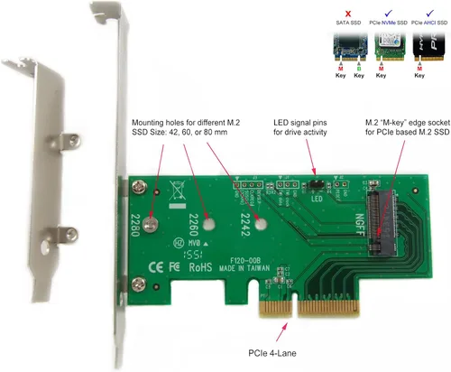 Vista 2 de Adaptador PEXM2-SSD PCIe M.2 - Compatible con SSD NVMe/AHCI M.2 (2280, 2260, 2242) - Compatible con PCIe 4.0/3.0