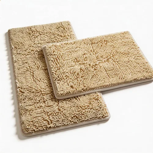 Vista 22 de Juegos de Alfombras de Baño de 2 Piezas de Chenilla Suave Antideslizantes Alfombras de Baño Absorbentes Peludas, Alfombra de Bañera, Alfombras Gris