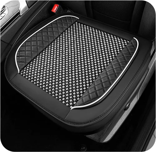 Vista 7 de Funda de cuero para asiento de automóvil, funda de cojín de cuero para asiento delantero y inferior con bolsillo de almacenamiento, protector