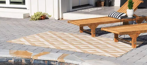 Vista 3 de Unique Loom Jill Zarin Outdoor Collection - Alfombra rectangular (2 pies 2 pulgadas x 3 pies 1 pulgadas, rectangular, beige y marrón)
