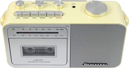 Vista 5 de Studebaker SB2130CS Reproductor de casete portátil con radio AM/FM (crema/plata)