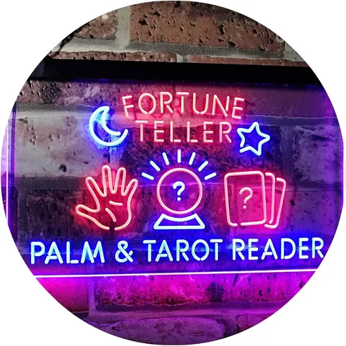 Vista 10 de Fortune Teller Palm Tarot Reader - Letrero de neón LED de doble color, azul y rojo, 24 x 16 pulgadas st6s64-i3118-br