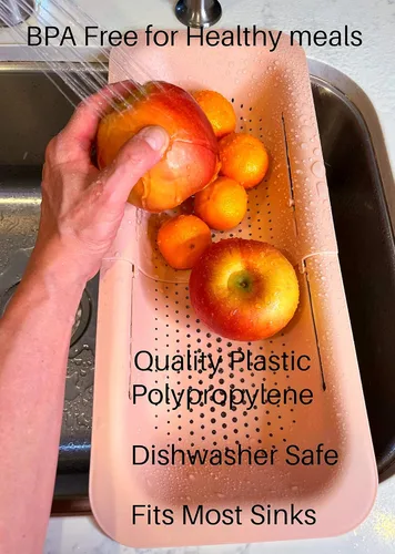 Vista 4 de Colador extensible para colocar sobre el fregadero - Colador extensible para fregadero - Lavar frutas y verduras. Escurrir pasta y platos cocidos