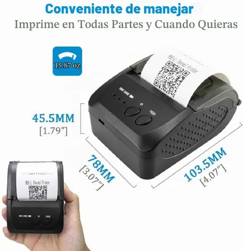 Vista 5 de NETUM Impresora Bluetooth de Recibos, Impresora Térmica Mini POS de 58mm Impresora Personal Portátil de Facturas de 2 Pulgadas para Ventas