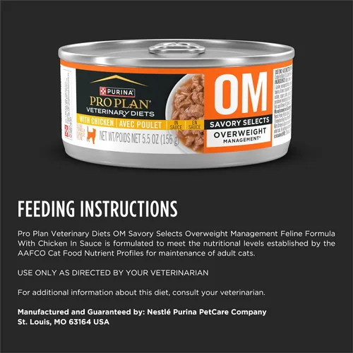 Vista 8 de Pro Plan Veterinary Diets Purina OM Overweight Management Savory Selects with Chicken Feline Formula Alimento húmedo para gatos (paquete de 24)