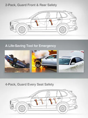 Vista 6 de Luxtude Cortador de cinturón de seguridad para romper ventanas, rompe ventanas, rompecristales, herramienta de escape de automóvil automático