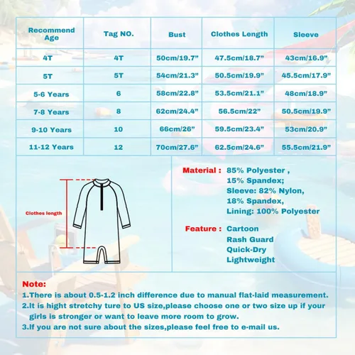 Vista 5 de Trajes de baño de manga larga con cremallera para niñas