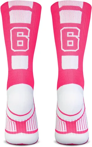 Vista 15 de ChalkTalkSPORTS Calcetines de equipo personalizados - Calcetines con números rosados Elige tu número