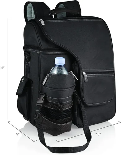Vista 7 de ONIVA - a Picnic Time brand Turismo - Enfriador de mochila con portador de botellas de agua, mochila suave para enfriar, bolsa de viaje (negro)