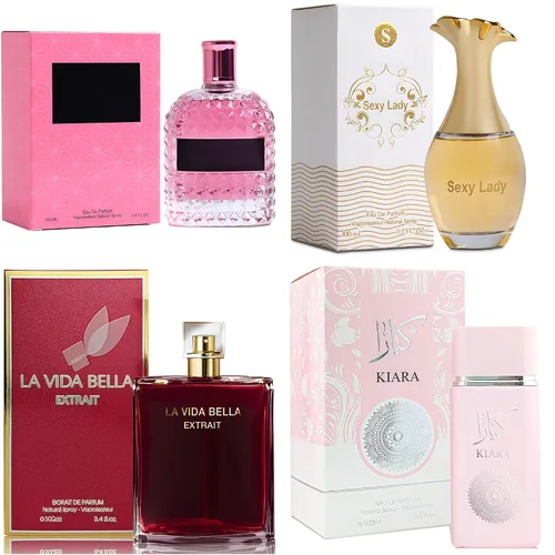 Vista 21 de A CENTER Juego de perfume de 4 piezas para mujer, set de regalo