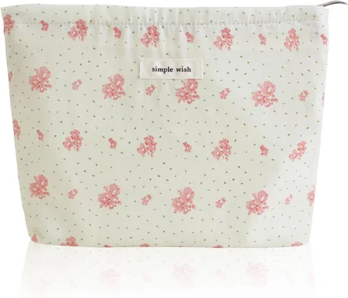Vista 8 de Wudygirl Bolsa de maquillaje de lona para mujer, organizador estético de maquillaje, bolsa de maquillaje de viaje, bolsa de aseo para bolso, bolsa