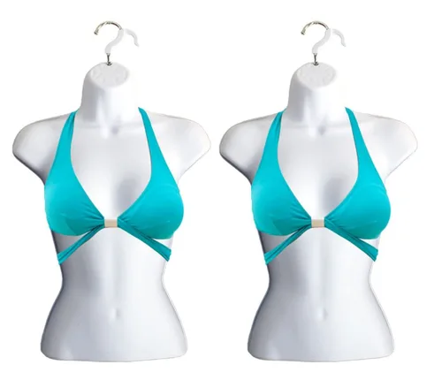 Vista 28 de Maniquí femenino con espalda hueca y cuerpo apilable con ganchos para colgar para exhibición de camisetas, encimera, ferias de manualidades, fotos
