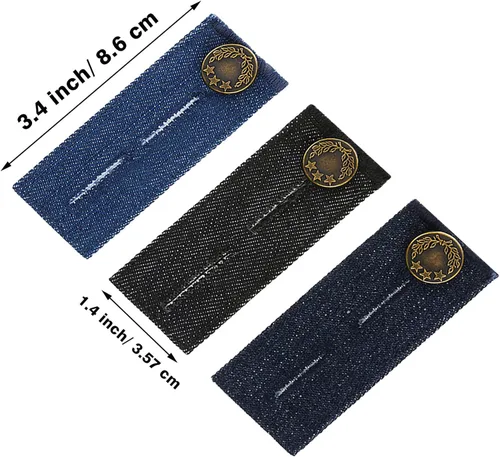 Vista 2 de TOODOO Extensor de cintura de jeans de 6 piezas, extensor de cintura azul, extensor de cintura con botón de metal para pantalones, jeans, pantalones