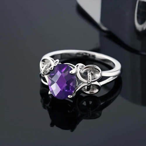 Vista 91 de Gem Stone King Anillo de compromiso ovalado con piedra natal para mujer, plata de ley 925, ovalado de 0.354 x 0.276 in, anillo de compromiso