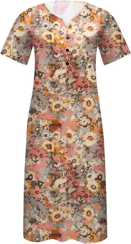 Vista 5 de Vestidos para mujer 2022, casual, de verano, casual, para mujer, con botones, manga corta, estampado floral, vestido de fiesta, vestido midi fluido