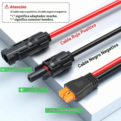 Vista 7 de Vansdon Cable de extensión solar a XT60i, conector solar de 10 AWG de 30 pies a XT60i, cable de carga para estación de energía portátil, generador