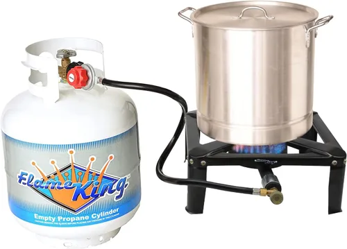 Vista 7 de Flame King Trabajo Pesado 120,000 BTU, 0-20 PSI, Freidora de Pavo Quemador Individual de Propano Bayou Cooker, Estufa Exterior para Elaboración