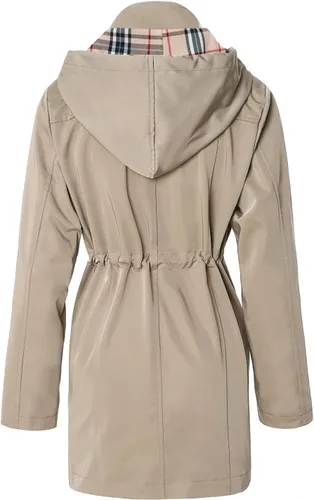 Vista 3 de SaphiRose Chaqueta larga con capucha para lluvia al aire libre para mujer, impermeable, rompevientos