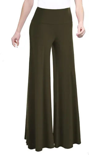 Vista 21 de Made By Johnny MBJ - Pantalones Palazzo de pierna ancha sólidos y teñidos con técnica batik, cómodos y casuales para mujer (XS~5XL)