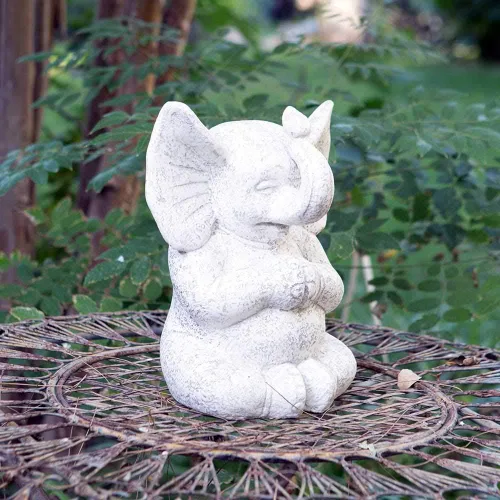 Vista 2 de Estatua de elefante afortunado meditación blanca (12.0)