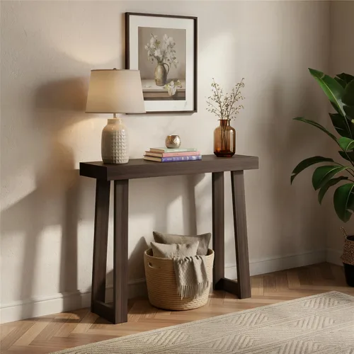 Vista 21 de Plank+Beam Mesa consola de madera maciza, 36 pulgadas, mesa de sofá, mesa de entrada estrecha para pasillo, detrás del sofá, sala de estar, Negro