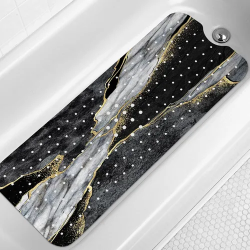 Vista 8 de LNOND Tapete de baño de mármol antideslizante, extra largo de 40 x 16 pulgadas, tapete antideslizante para bañera, tapete de ducha de mármol azul