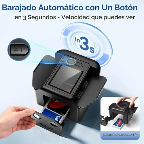 Vista 2 de Automatic Card Shuffler, Card Shuffler Machine for 1-2 Decks Negro