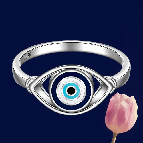 Vista 5 de Fenthring Anillo contra el mal de ojo para mujer, joyería de protección Evil Eye-101-plata esterlina