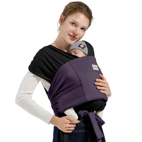 Vista 10 de MISSWISDOM Fulares portabebés, Canguro portabebés para recién nacidos de 3 a 16 kg, Envoltura para llevar bebés, Canguro portabebés para recién Beige