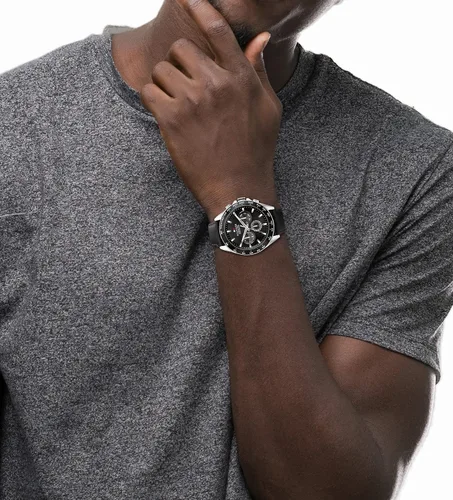 Vista 5 de Tommy Hilfiger Mens Stainless Steel Quartz Watch with Leather Strap