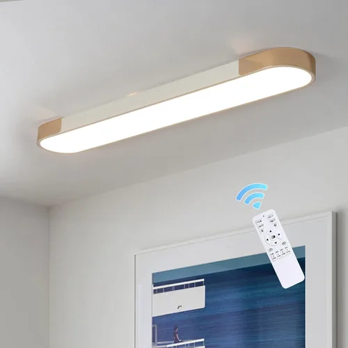 Vista 13 de Qcyuui Luces LED de Techo Regulables 46.4'' Accesorios de Iluminación para Cocina de Techo Negro Empotrado con Control Remoto Luz de Techo Lineal
