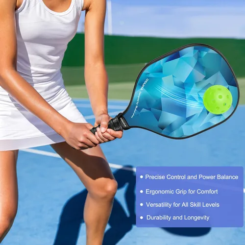 Vista 5 de Juego de 4 palas de pickleball aprobadas por USAPA, ligeras, 4 pelotas de pickleball, 4 toallas refrescantes y bolsa, raquetas de pickleball premium