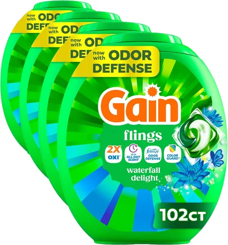 Vista 15 de Gain flings Ultra Oxi Cápsulas de Detergente para Ropa, 60 Unidades, Aroma Waterfall Delight, 3 en 1, Compatible con HE