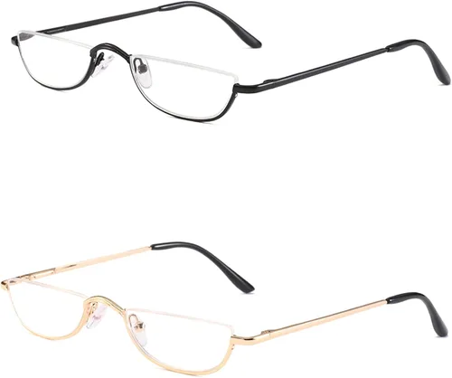 Vista 8 de Gafas de Lectura de Media Montura - 4 Pares de Gafas con Marco de Metal de Media Montura con Bisagra de Resorte Lectores para Hombres y Mujeres
