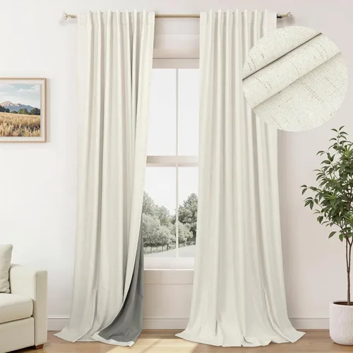 Vista 13 de Pitalk Cortinas cortas 100% opacas de lino para cafetería, 40 pulgadas de largo, 2 paneles, cortinas de puerta francesa para ventana, cortina