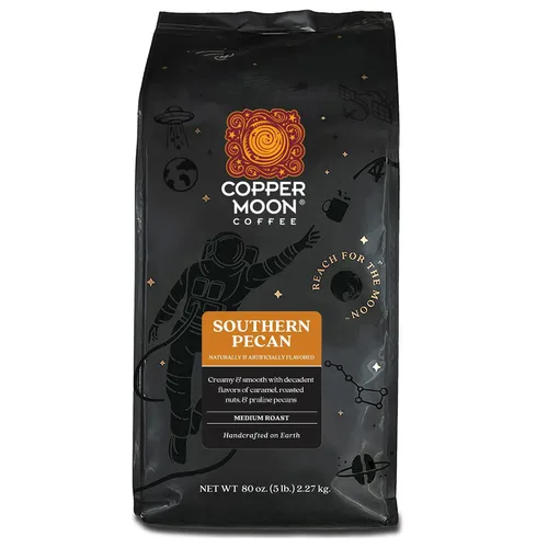 Vista 11 de Copper Moon Café de grano entero de tostado medio, vainilla francesa, 5 libras Bolsa de 5 libras, café saborizado, vegano, sin alérgenos, sin OMG