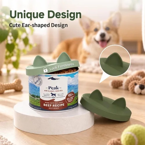 Vista 3 de OHMO Tapas de silicona para latas de alimentos para mascotas, cubiertas de Verde camuflado+verde claro