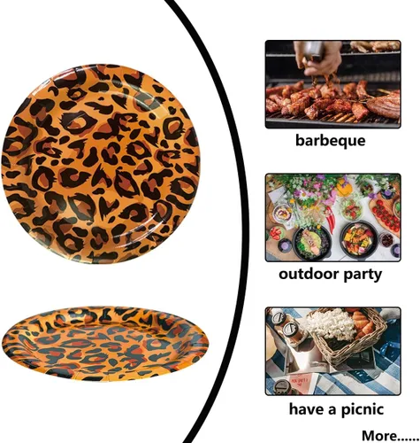 Vista 4 de 120 platos y servilletas de safari para fiestas, decoraciones desechables para fiestas de selva, platos de papel con estampado de animales de safari