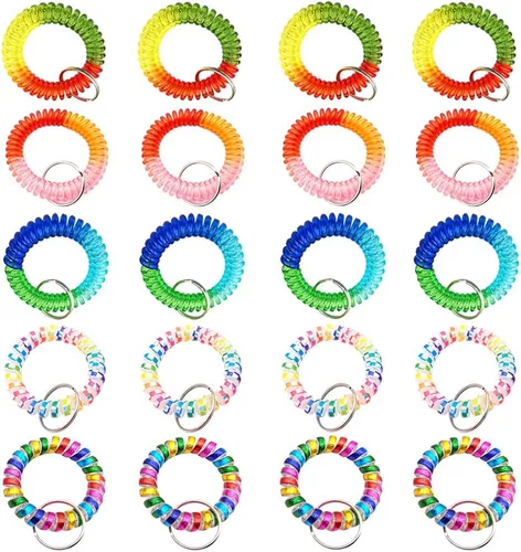 Vista 8 de VIOKKO Llavero de la bobina de la muñeca, llavero colorido del estiramiento de la primavera llavero del arco iris espiral de la bobina