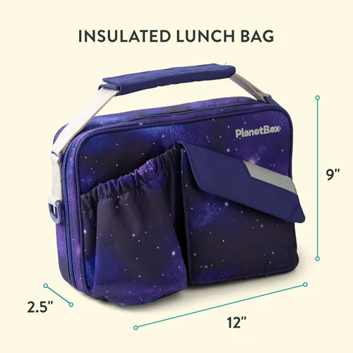Vista 5 de PlanetBox Launch - Kit de caja de almuerzo estilo Bento de acero inoxidable para niños y adolescentes con 3 compartimentos – Edición Stardust