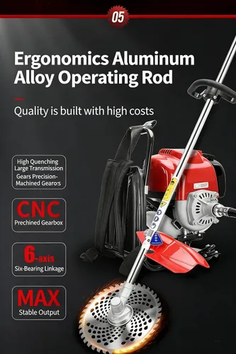 Vista 7 de Gx35 Mochila de 4 tiempos 7 en 1 Cortador de Cepillos Tiller Hierba Cortadora de setos Cortacésped Wacker